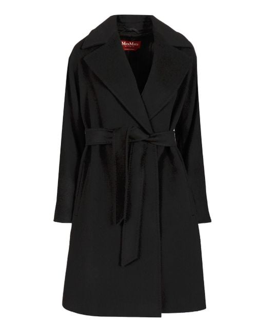 Max Mara Black Wool Dressing Gown Coat Coats