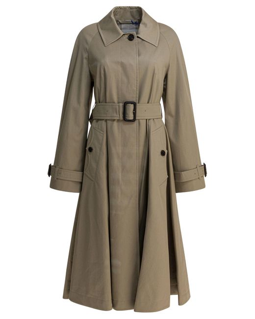 Burberry Natural "car Coat Ellingham Fit-and-flare" Trench Coat