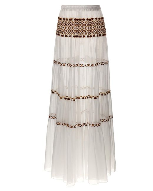 Long Embroidery Skirt Gonne Bianco di Ermanno Scervino in Natural