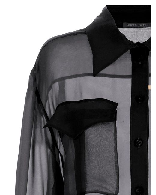 Chiffon Shirt Camicie Nero di Alberta Ferretti in Black