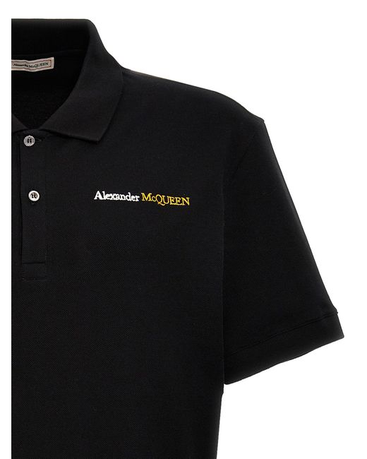 Logo Shirt Polo Nero di Alexander McQueen in Black da Uomo