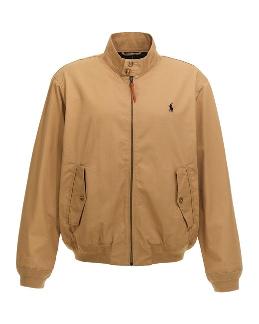 Logo Embroidery Bomber Jacket Giacche Beige di Polo Ralph Lauren in Natural da Uomo