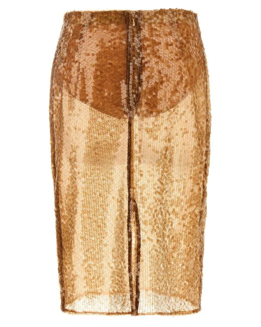 Elisabetta Franchi Natural Sequin Skirt