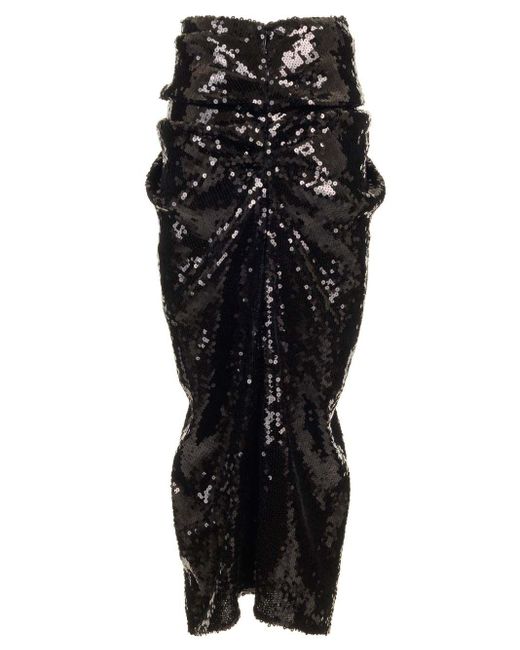 Del Core Black Sequins Midi Skirt Skirts