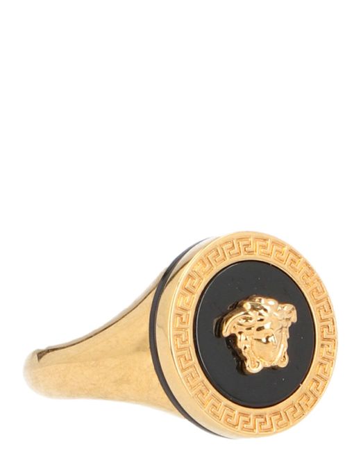 Versace Metallic Rings Men Brass Gold Black for men