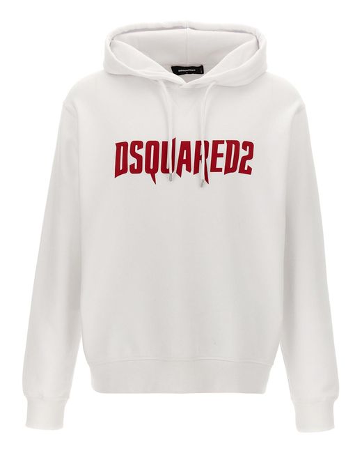 Felpa Con Cappuccio di DSquared² in White da Uomo