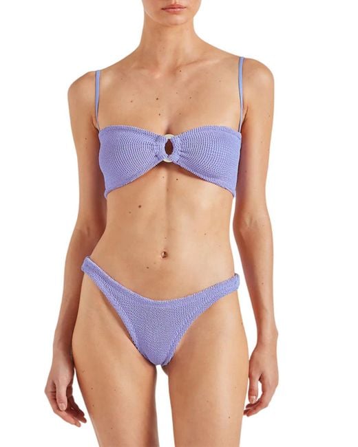 Hunza G Purple Misty Bikini With Pearl Circle Lilac