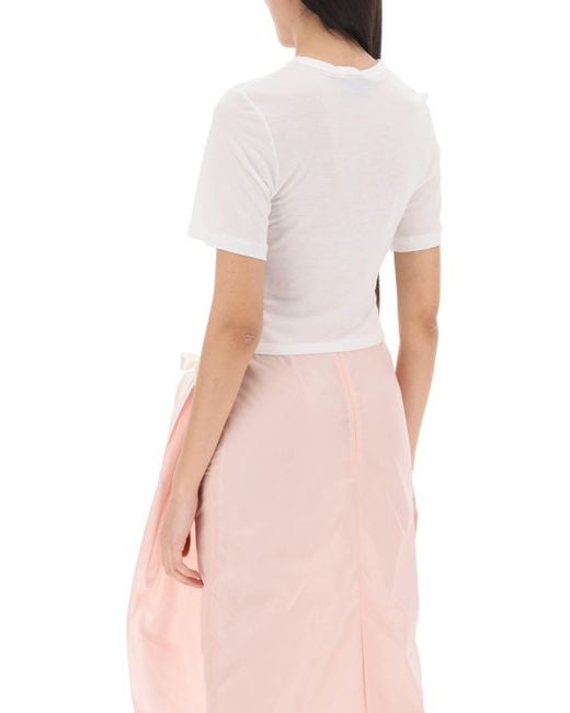 Simone Rocha Pink Easy T Shirt With Bow Tails