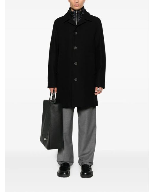 Herno Black Single-Breasted Padded Coat for men