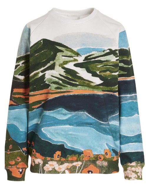 Chloé Green Printed Cotton Sweatshirt
