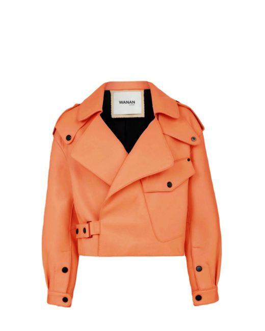 Wanan Touch Ilaria Jacket In Orange Lambskin Leather