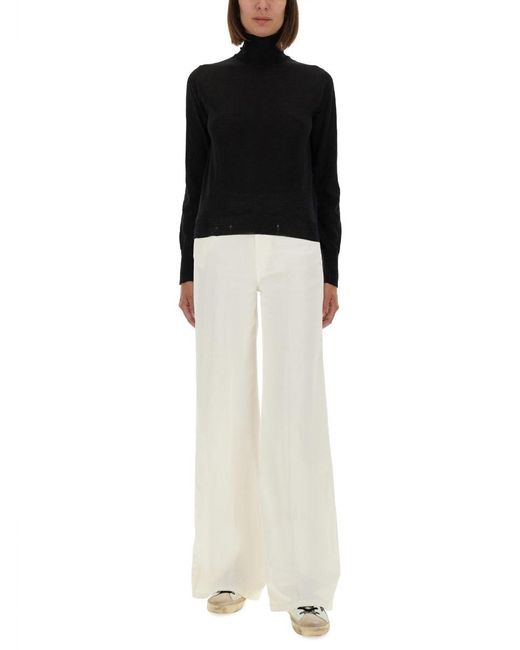 Golden Goose Deluxe Brand Black Fitted Turtleneck Sweater With Metallic Star Accents