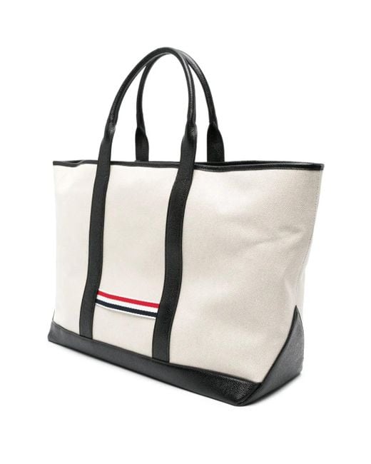 Thom Browne White Medium Rwb Stripe Tote Bag