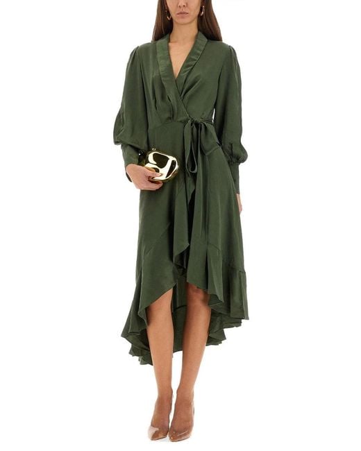 Zimmermann Green Midi Dress "Wrap"
