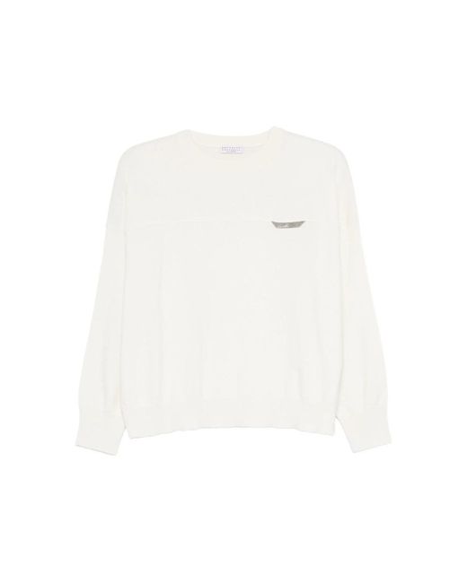 Brunello Cucinelli White Sweaters