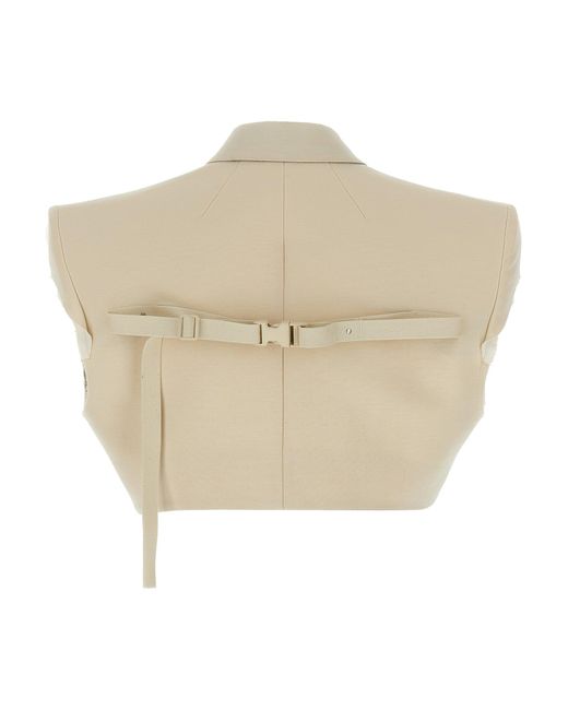 Rick Owens Natural Cropped Wool Blend Cotton Vest