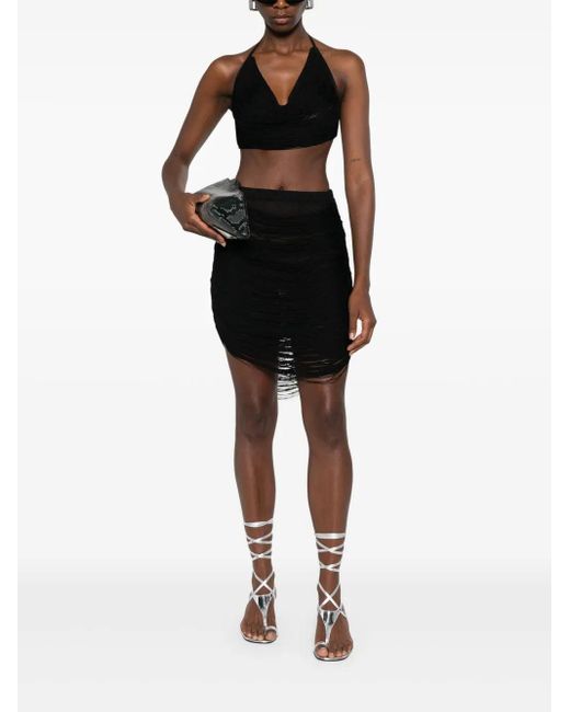 The Attico Black Lace-Up Mini Skirt