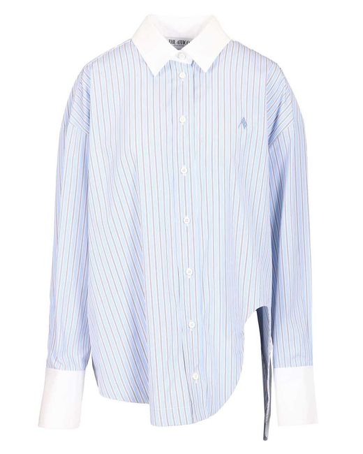 Striped Cotton Shirt Shirts Light-Donna di The Attico in Blue