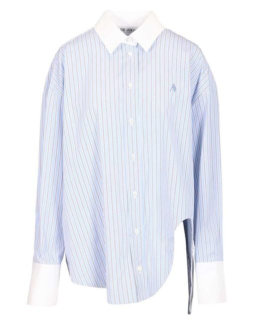 The Attico Blue Striped Cotton Shirt Shirts Light