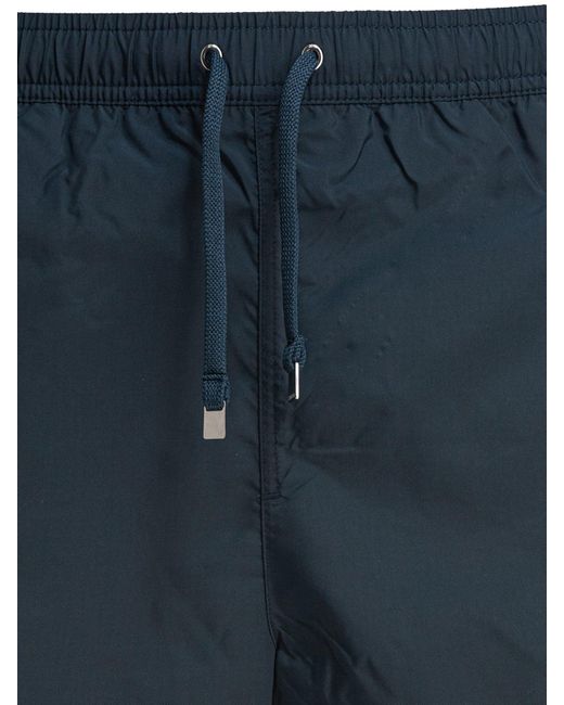 Zegna Blue Logo-Embroidered Drawstring Swim Shorts for men