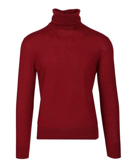 Dries Van Noten Red Turtle Neck Jumper for men