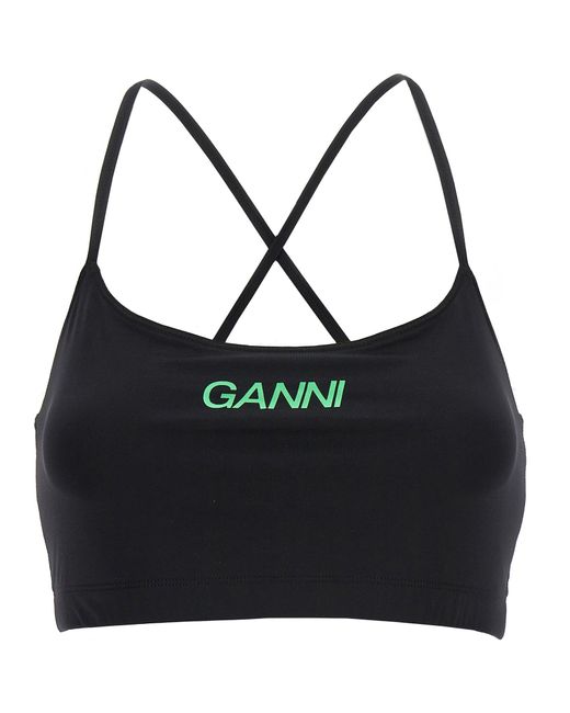 Ganni Black Logo Sports Top Underwear, Body