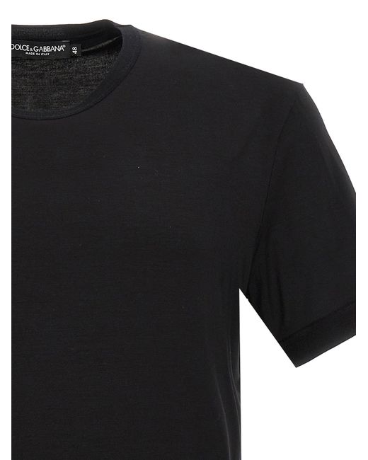 Stretch Jersey T Shirt Nero di Dolce & Gabbana in Black da Uomo