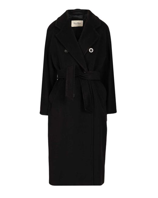 Max Mara Black Double-breasted Coat With Belt
