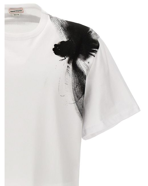 Contrast Print T Shirt Bianco/Nero di Alexander McQueen in White da Uomo