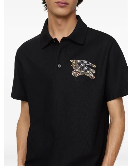 Burberry Black Equestrian Knight Design Polo Shirt for men