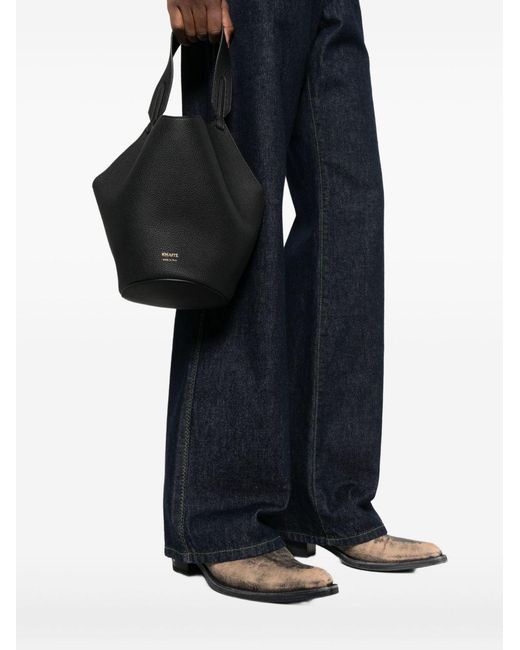 Lotus Mini Leather Bucket Bag-Donna di Khaite in Black