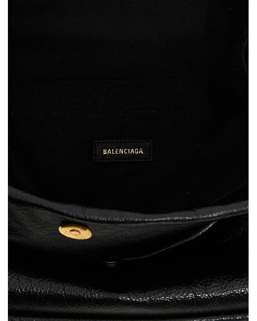 Clutch Monaco con placca logo di Balenciaga in Black