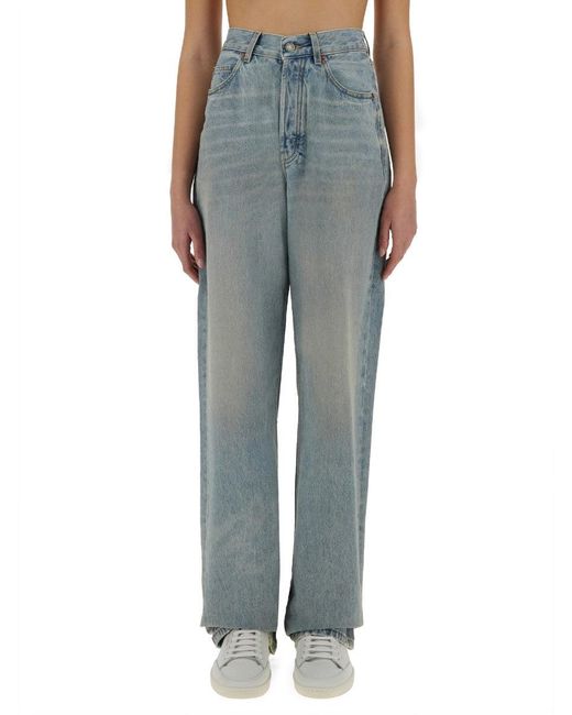 Saint Laurent Blue Baggy Long V-waist Jeans