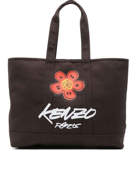 KENZO FUTURA Black Logo Cotton Tote Bag for men