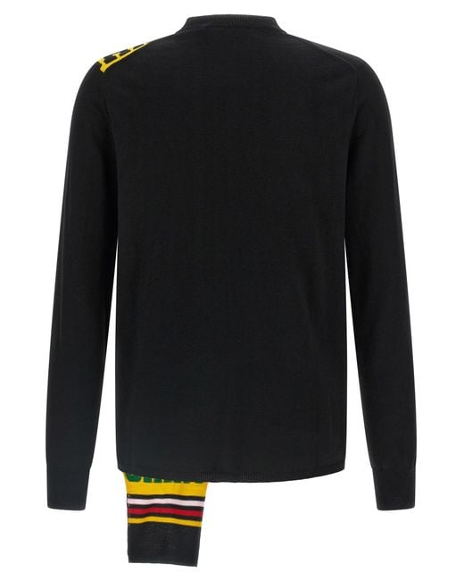 Comme des Garçons Black Intarsia Patterned Wool Blend Sweater for men