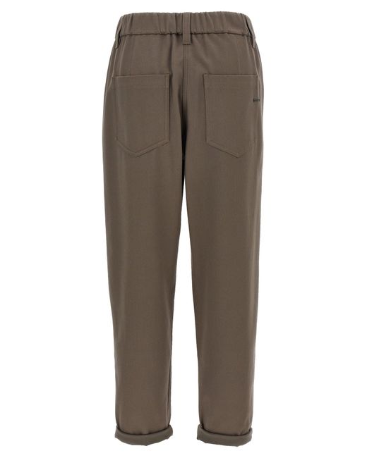 Shiny Bartack Pantaloni Grigio-Donna di Brunello Cucinelli in Gray
