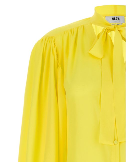 MSGM Yellow Bow Shirt Shirt, Blouse