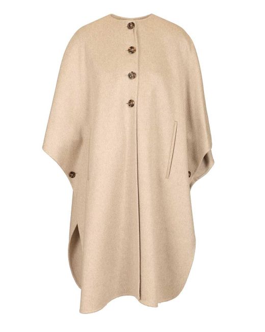 Max Mara Natural Long Cape Coats Beige
