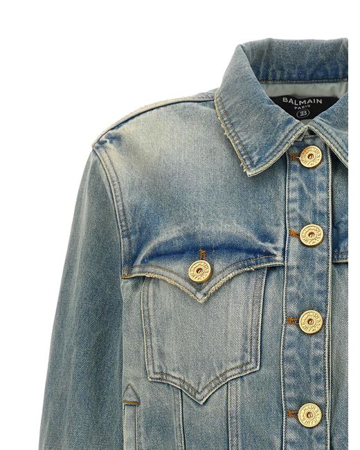 Vintage Denim Jacket Giacche Celeste di Balmain in Blue