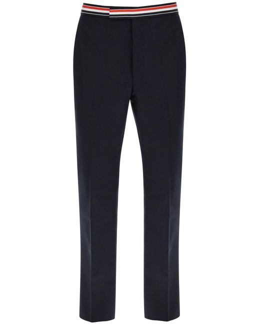 Thom Browne Blue Tricolar Waistband Wool Twill Pants for men
