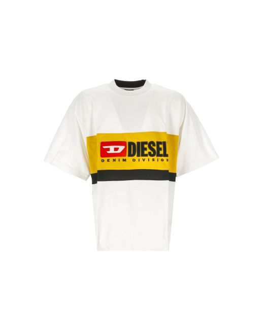 DIESEL Multicolor White/yellow/black Cotton Logo-print T-shirt for men