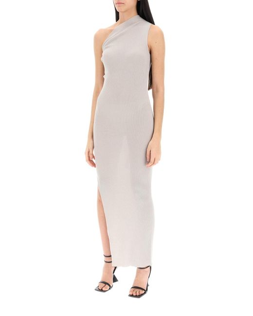 Rick Owens White Knitted One Shoulder Dress