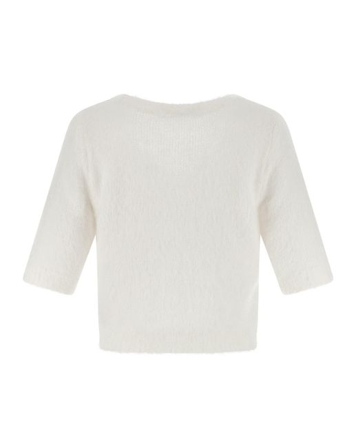 Alessandra Rich White 'Carded Mohair' Sweater