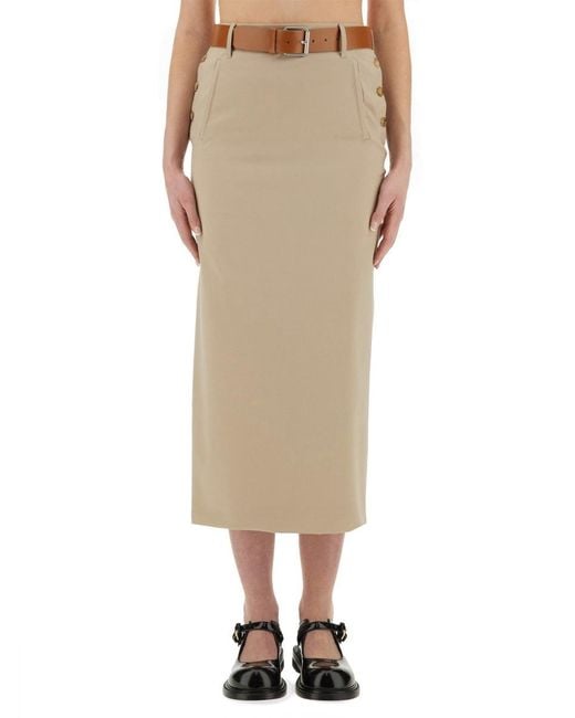 Gonna Lunga "Tailored Twist" di Moschino in Natural