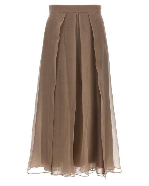 Brunello Cucinelli Brown Paneled Circle Skirts