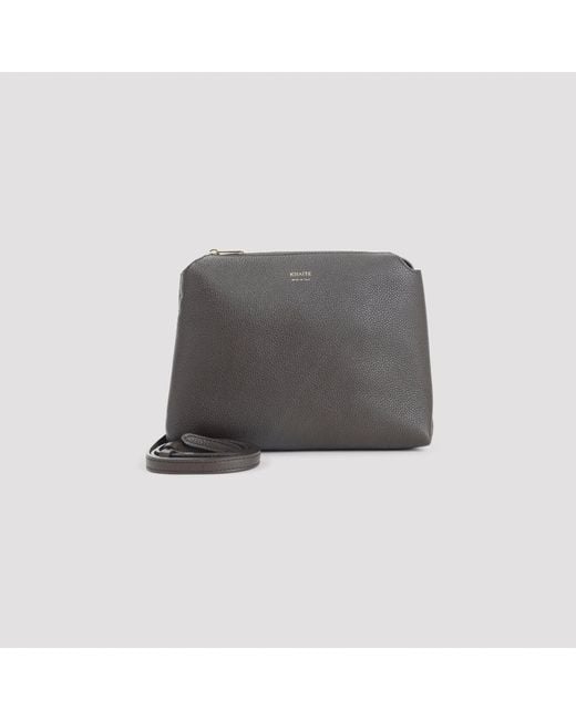 Espresso Calfskin Lina Medium Crossbody Bag-Donna di Khaite in Gray
