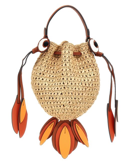 Anya Hindmarch Metallic 'Raffia Goldfish Mini' Crossbody Bag