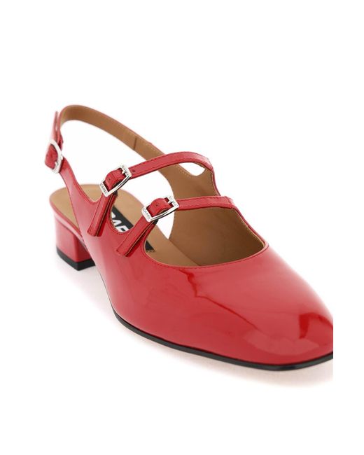 CAREL PARIS Red Patent Leather Pêche Slingback Mary Jane