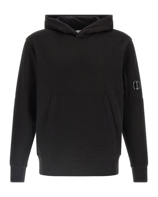 C P Company Black 'Diagonal Raised' Hoodie for men