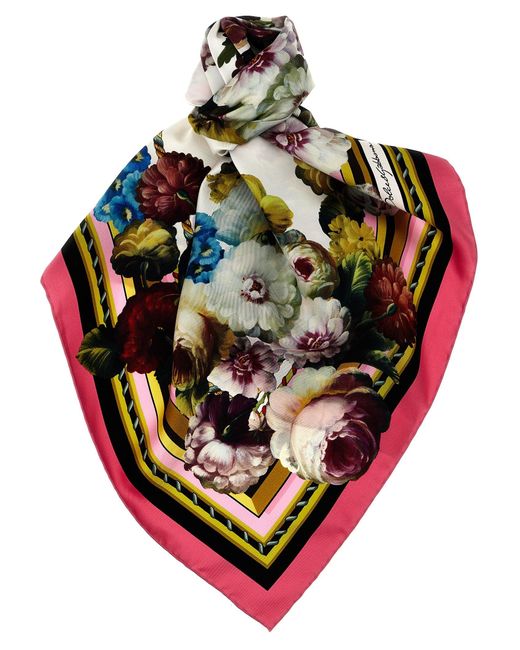 Dolce & Gabbana Metallic Floral Print Scarf